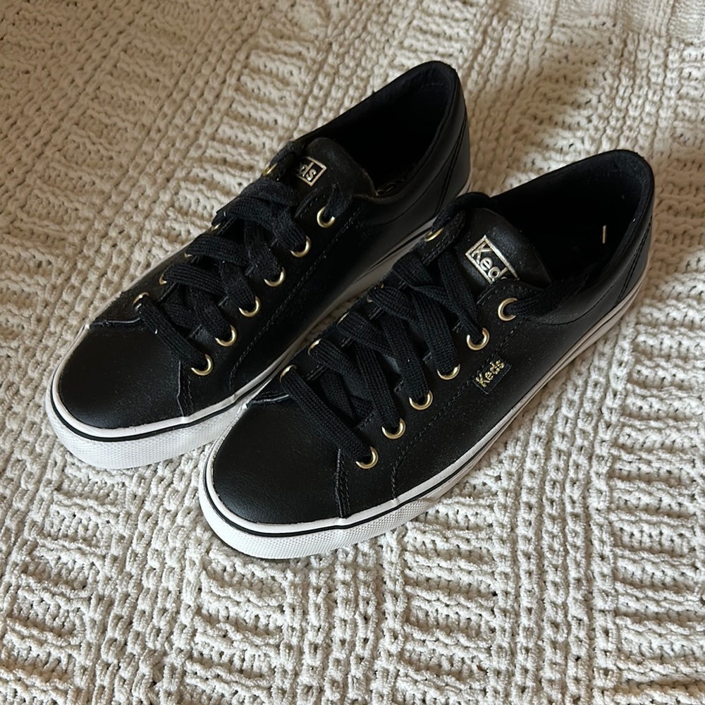 Keds Black Sneakers with Gold Accents 7.5